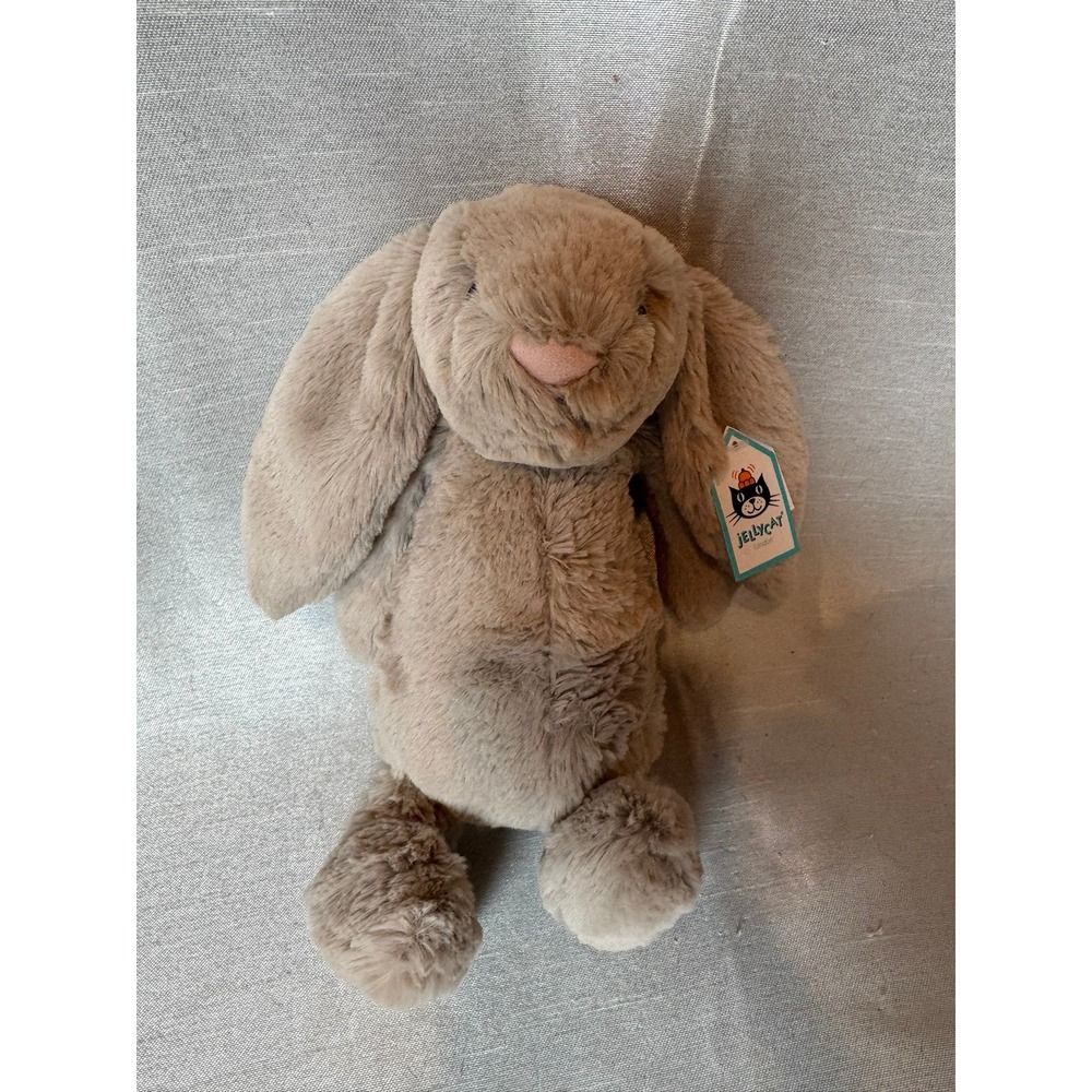 Jellycat Bashful Bunny Plush Toy Taupe Pink Nose Soft Stuffed Animal